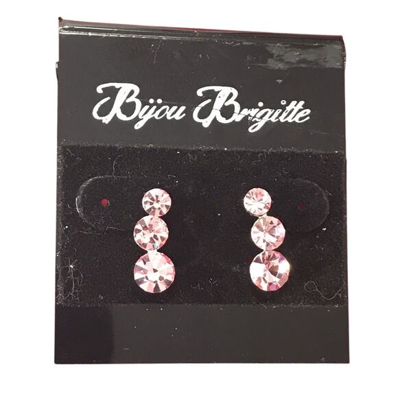 Bijou Brigitte Dangle Drop Earrings Pink Three Tier - Picture 1 of 3